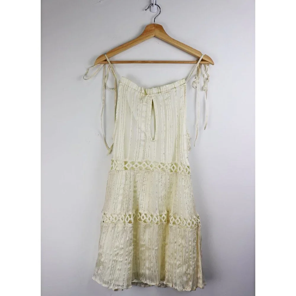LOVERS + FRIENDS *NWT* Thistle Mini Dress in Ivory Gold Metallic Accents XXS - Picture 8 of 8